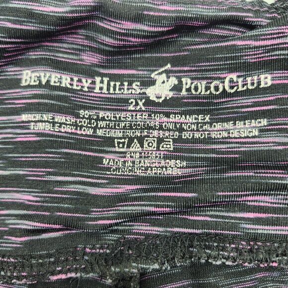 Beverly Hills Polo Club Leggings Womens 2X Black Pink Cropped Activewear Casual - Picture 6 of 9